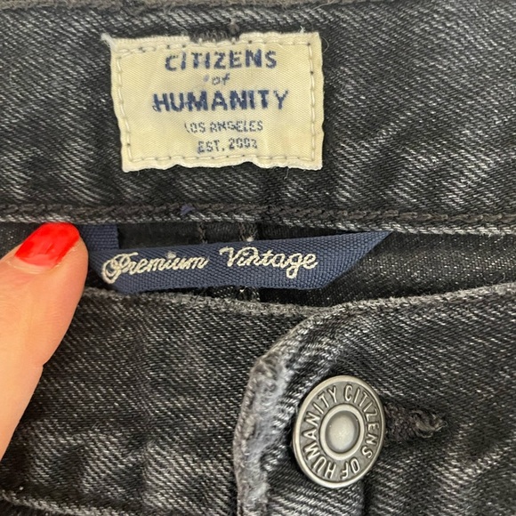 Citizens Of Humanity Sasha Twist Crop Flare Low Slung Sz 27 Black Hawk Wide Leg - Picture 13 of 16